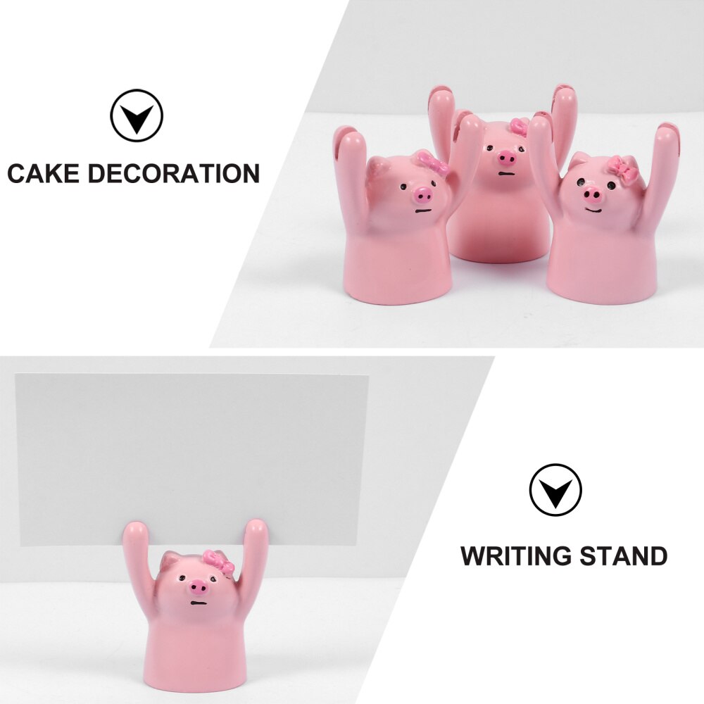 3pcs Birthday Cake Decor Resin Ornament with Blessing Word Writing Cards