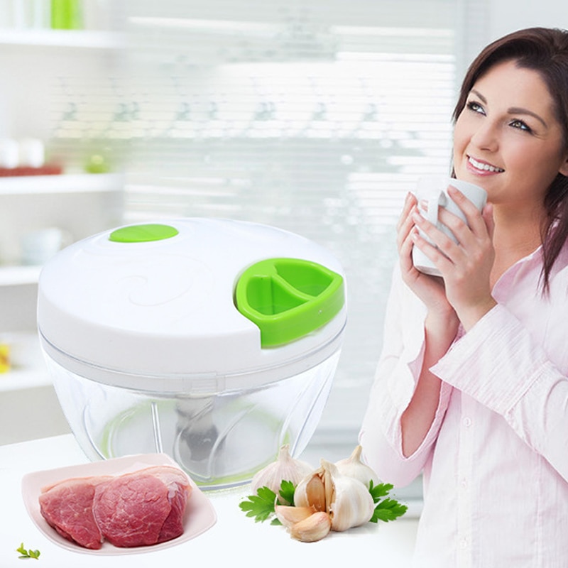 Picadora de comida de cocina, picadora Manual de mano para el hogar, procesador de cuerda, trituradora, Máquina para ensalada, herramientas para vegetales
