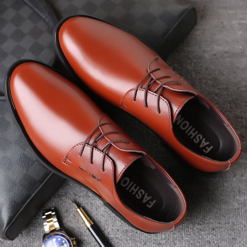 Zwarte heren pak schoenen feest heren nette schoenen italiaans leer veterschoenen formele schoenen heren kantoor sociale