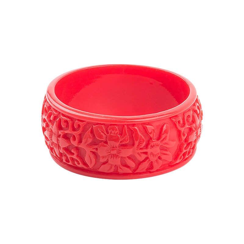 GuanLong-brazalete de resina acrílica para mujer, brazalete ancho con flor tallada, a la , para niñas, de joyería: Color amarillo claro