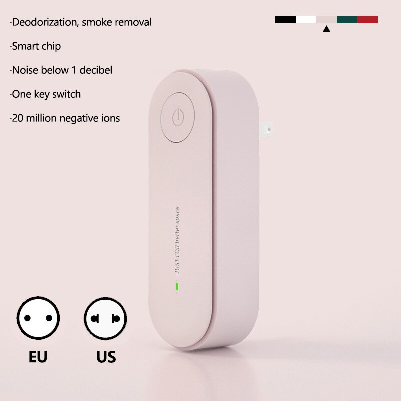 Xiaomi-purificador de aire portátil, ionizador, anión, limpiador de polvo, eliminador de humo de cigarrillos, desodorante de inodoro: EU plug / pink