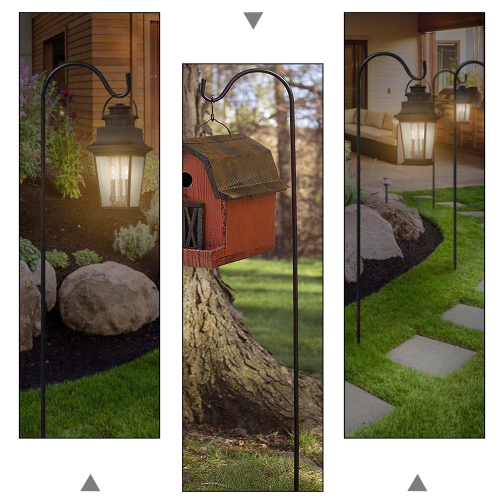 Schäfer Haken Blumentopf Haken Garten Dekoration draussen-Anlage Stand (Schwarz)