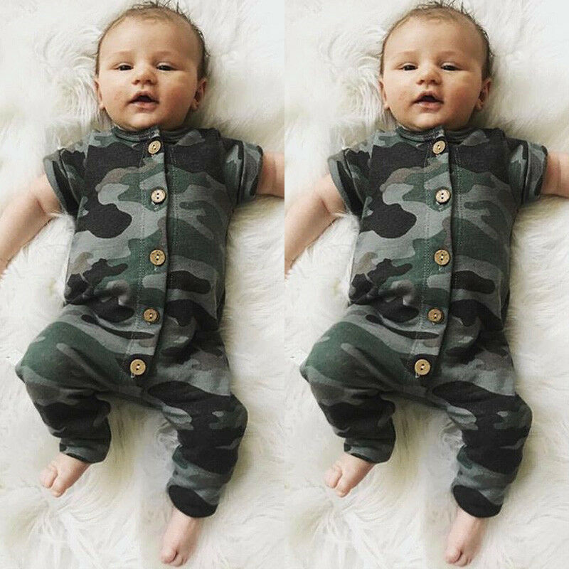Newborn Infant Baby Boy Girl Kids Camo Romper Jumpsuit Clothes Outfit
