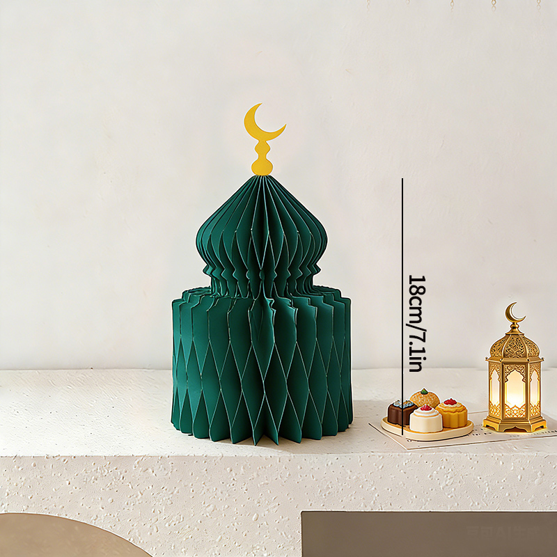 Ramadan eid al-fitr papir honeycomb ornamenter ramadan dekorasjoner måne stjerner skrivebordsarbeid islamsk hjemmedekor eid borddekor: Dyp safir