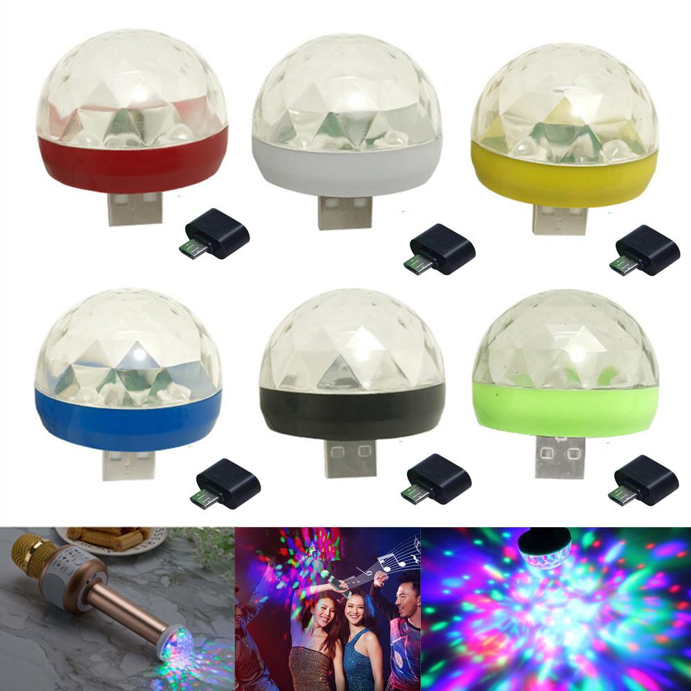 Mini USB Bunte LED Disko Lichter Tragbare Kristall Magie Ball Bühne Lampe mit Adapter für Android Telefon Partei Licht