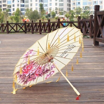 Seide Regenschirm regen frauen Tanz Stütze Cheongsam Geölt Papier Dach sonnenschirm guarda chuva paraguas mujer Hanfu quaste regenschirm: Y