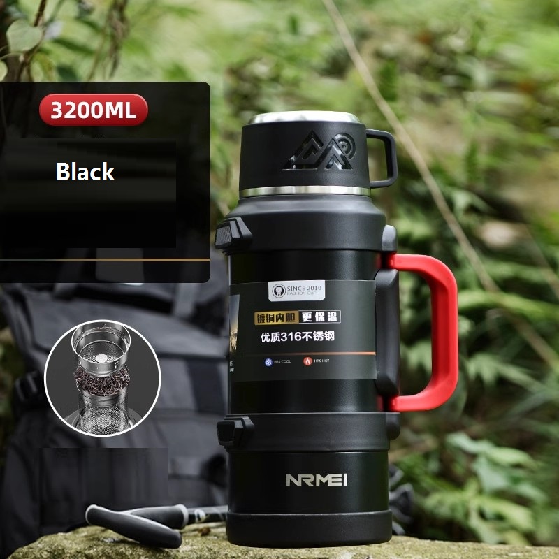 Stainless Steel Insulated Water Bottle with Handle Outdoor Portable Large Capacity Thermos Bottle,Keep and Cold for 72H: Yellow