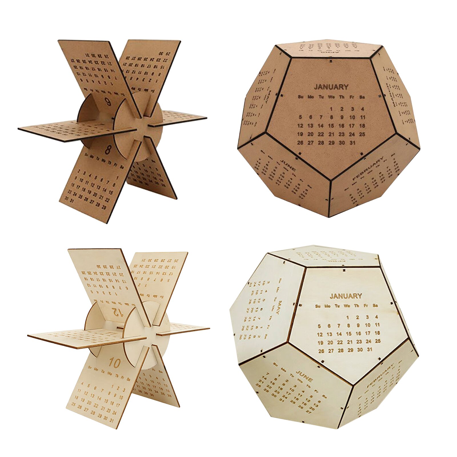 Geometrische Houten Tafel Art Puzzel Kalender Diy Set Maand Datum Display Home Office Handwerk Decor Rustieke Ornamenten