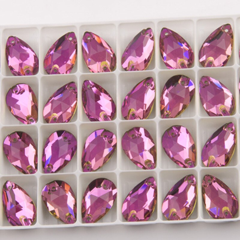 Yanruo 3230 Teardrop Rose Naai Kristallen Glas Strass Piedras Para Coser Naaien Suppies Kleding
