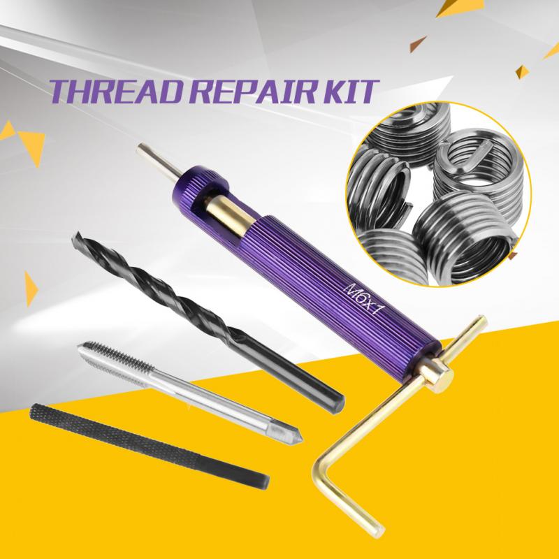 50Pcs M6 Stainless Steel Coiled Wire Car Thread Repair Insert Installation Kit Combination Tool Set Car Repair Tools Drill Tap