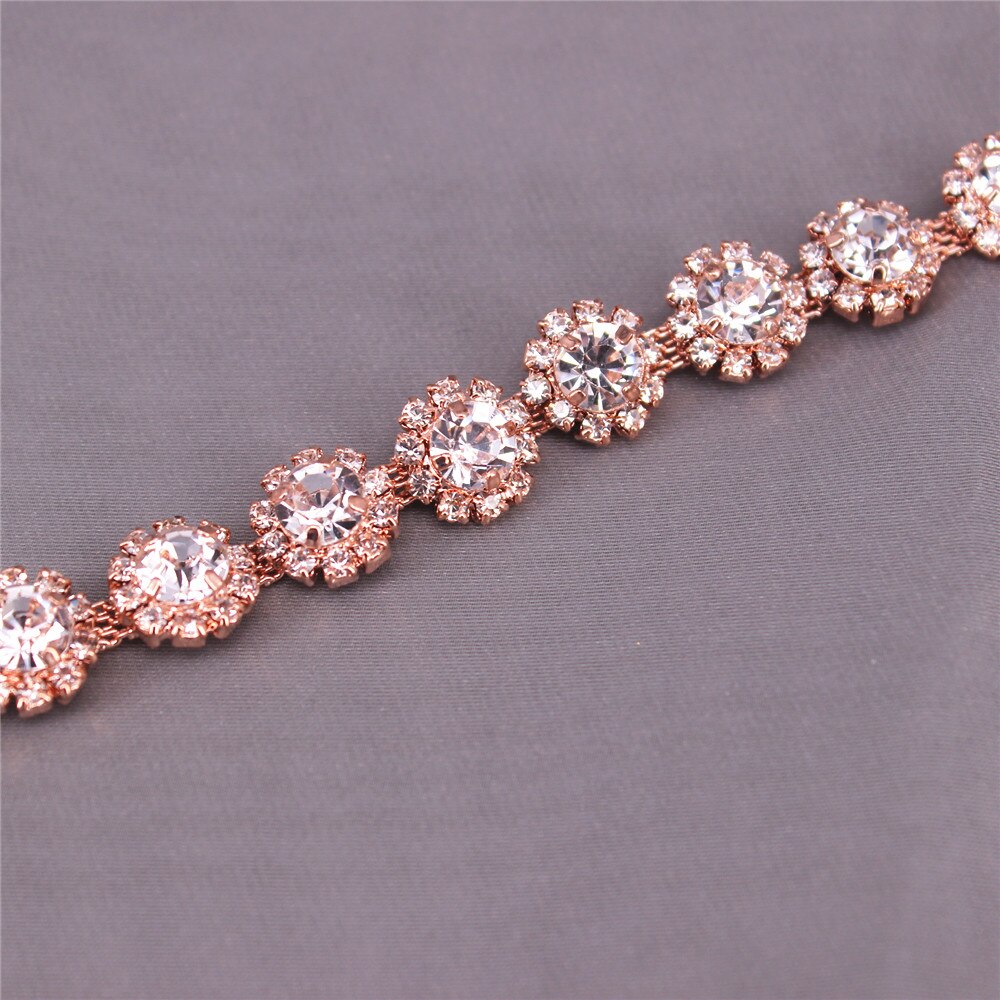 Rose Gold Crystal Hoofdband Bruid Bruidsmeisjes Sjerp Bruids Riem Met Strass Trouwjurk Riem