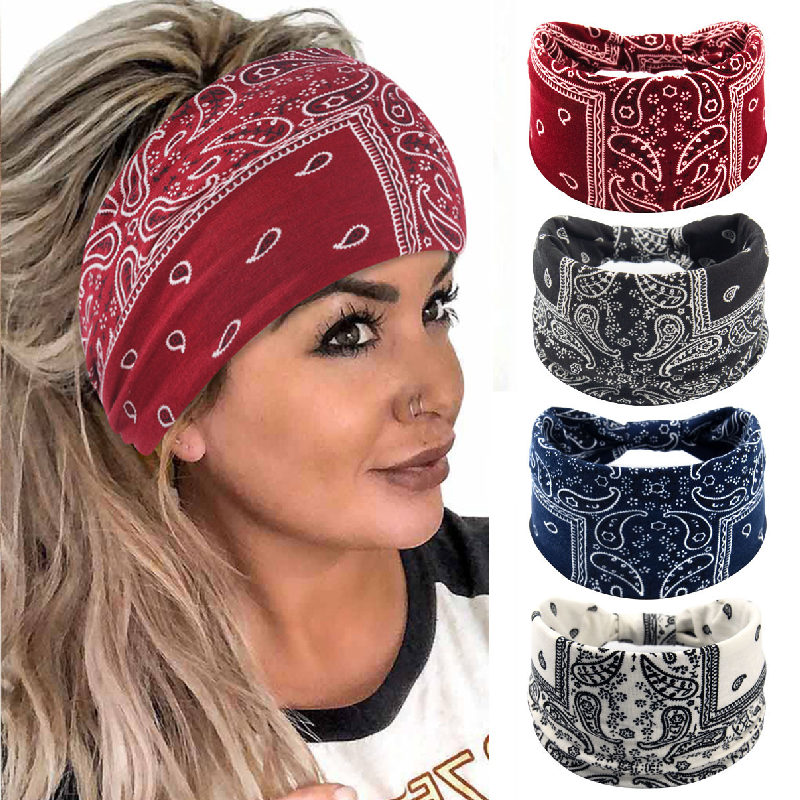 Boho-stil breda pannband för kvinnor extra stora turban träningspannband yoga hårband tvinnade tjocka håraccessoarer