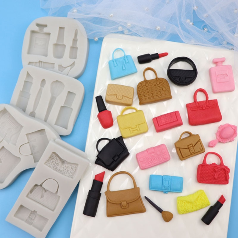 Make-up kwastentas mal fondant taart decoratie gereedschap siliconen mal suikerwerk chocolade bakgereedschap voor taarten gumpaste vorm