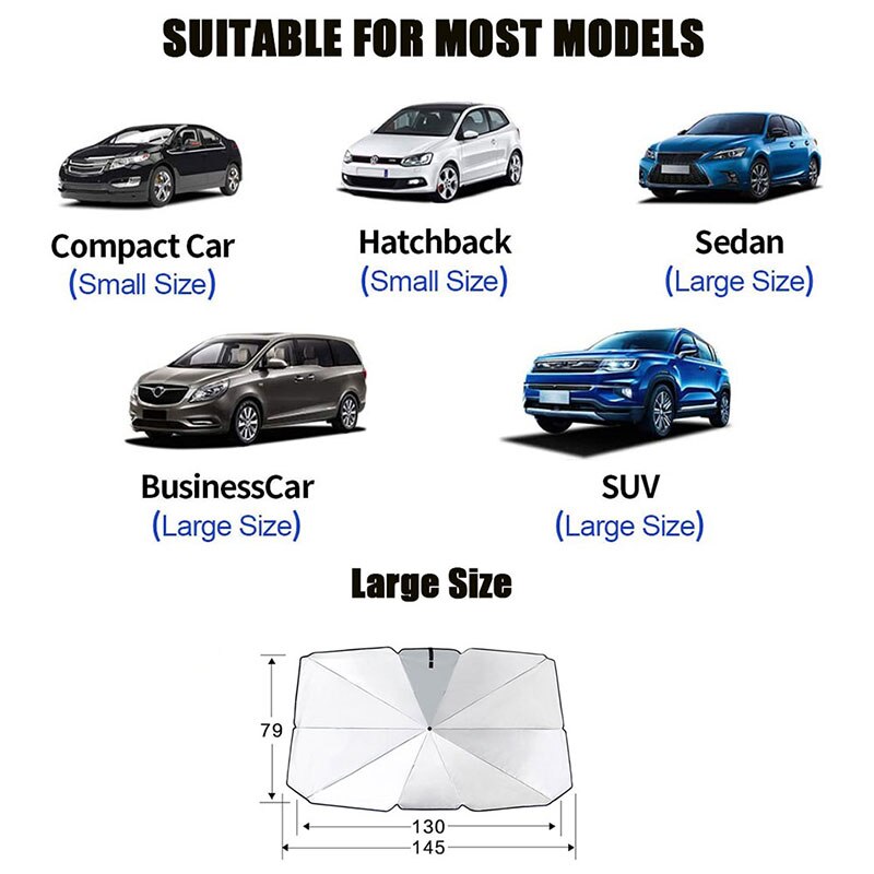 1Pc 79*145Cm Voor Achter Voorruit Paraplu Zonnescherm Window Zonnescherm Zonnescherm Visor Film Voor Auto window Auto Accessoires