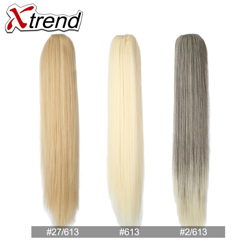 Xtrend-coletas de pelo sintético para mujer, extensiones de cabello de fibra de alta temperatura, con Clip de garra, peine de plástico, 20 pulgadas