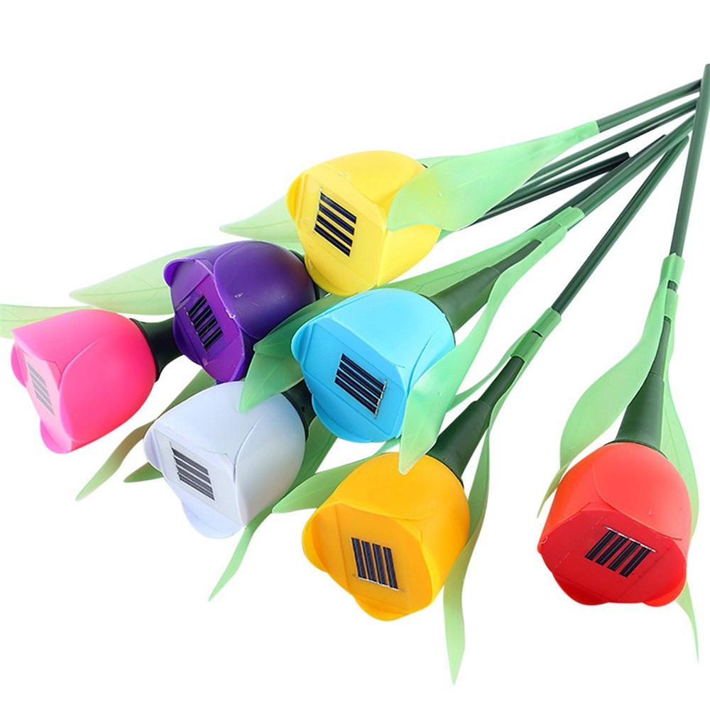 Lámpara Solar de tulipán para exteriores, luz multicolor impermeable para decoración de césped, camino de jardín, patio, 1 ud.
