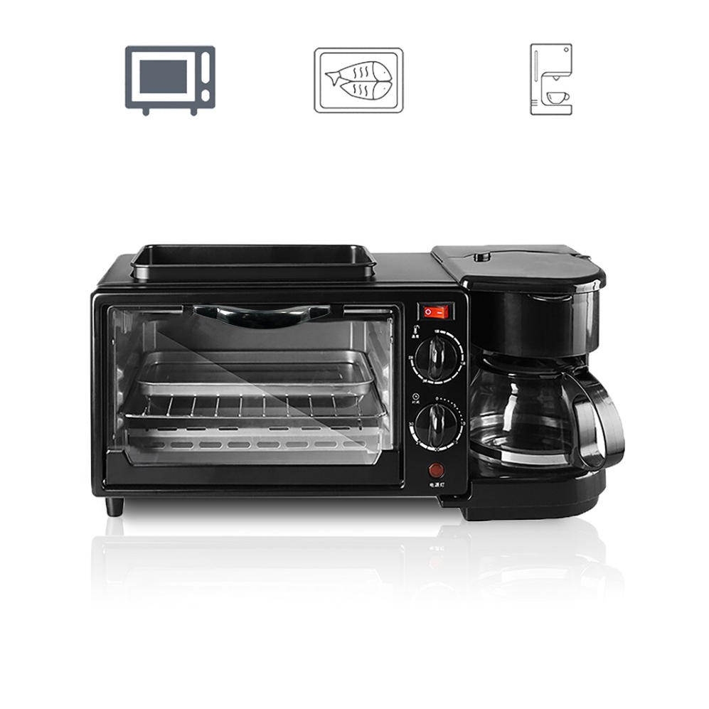 Multifunctional three in one breakfast machine household electric oven toaster frying pan mini oven