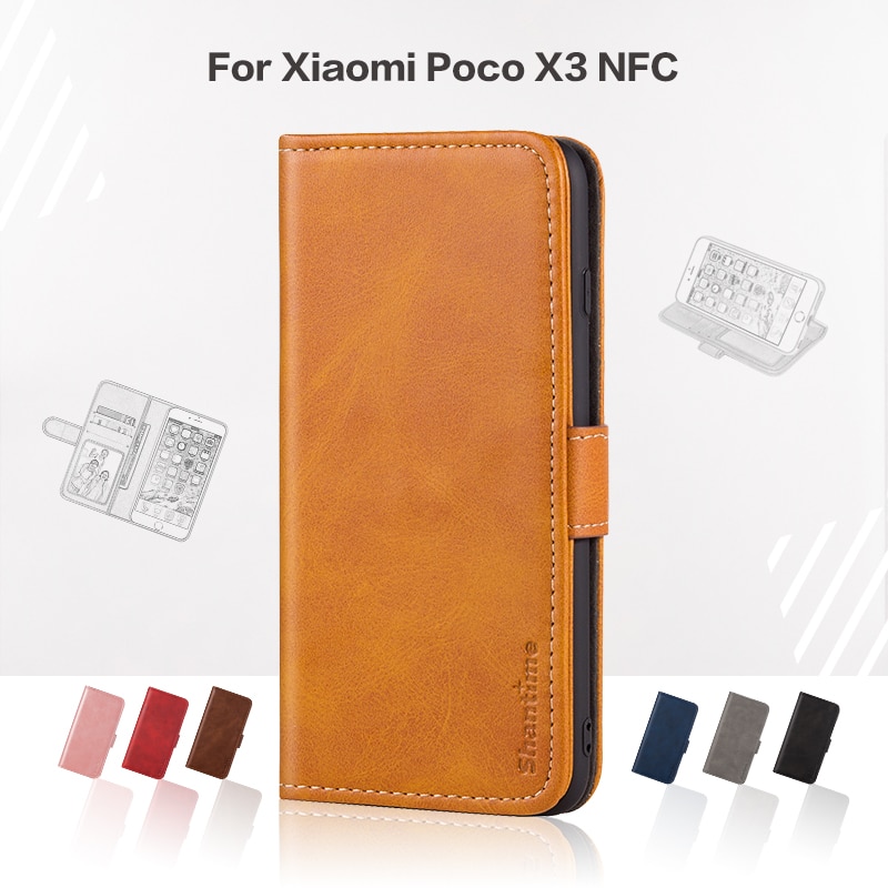 Flipcover voor xiaomi poco  x3 nfc business case, leren luxe portemonneehoes met magneet voor xiaomi poco  x3 nfc telefoonhoesje