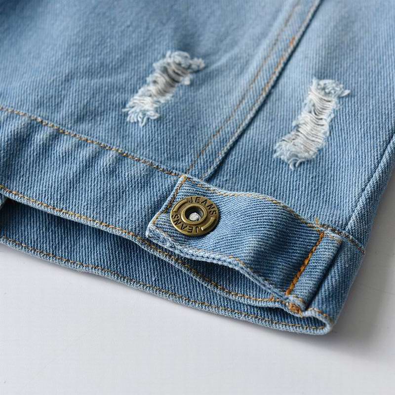 Jaqueta azul jeans com buraco quebrado, casaco infantil casual para meninos e meninas, roupas para crianças, e20090, novo, 2021