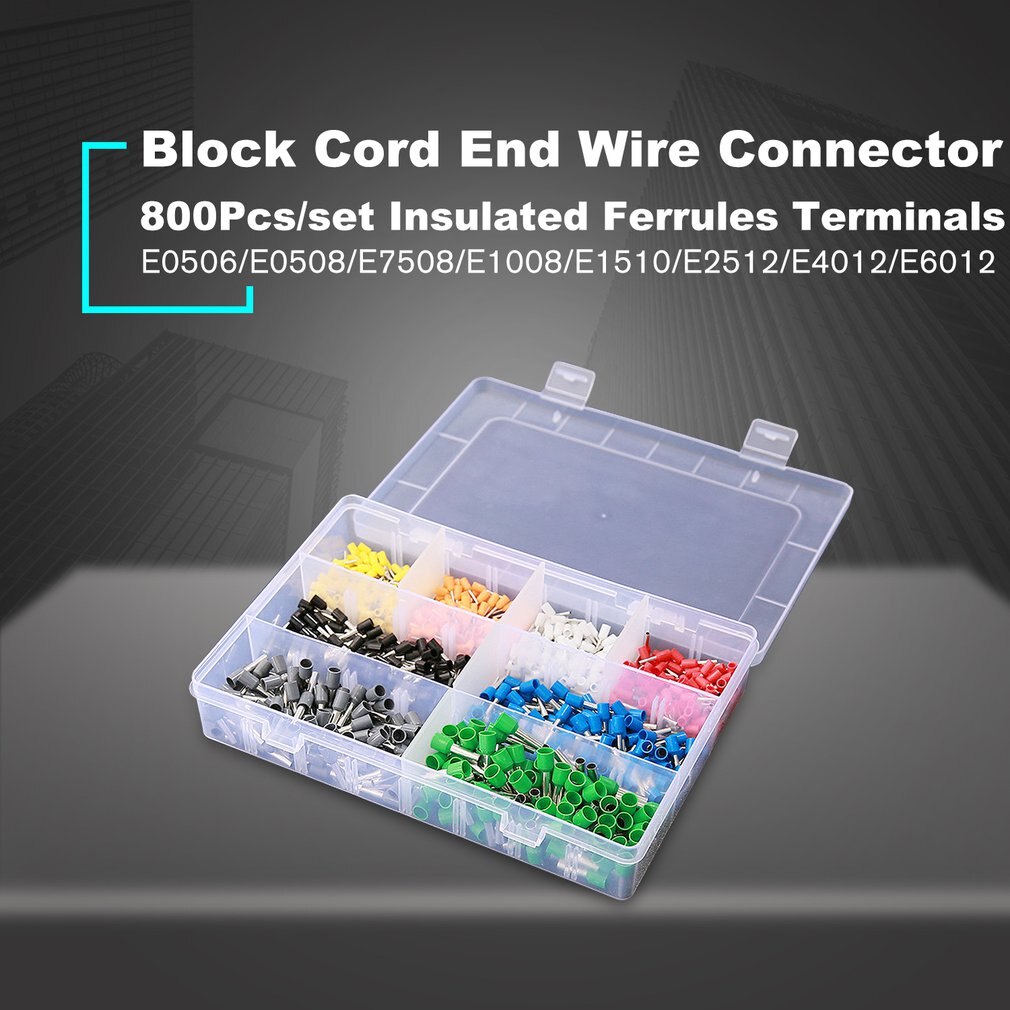 800Pcs Terminals Kits Diverse Ve Tubular Terminals Geïsoleerde Crimp Kabel Connector Terminals Elektrische Crimp Terminator