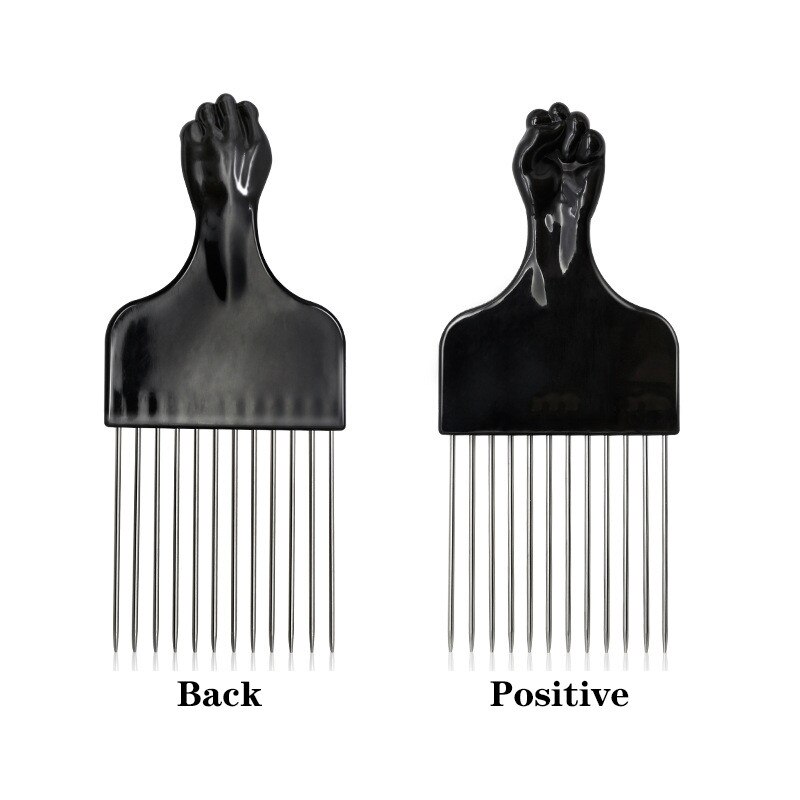 Peine de púas de Metal negro para uso en salón, 1 unidad, peines para el pelo, Dientes anchos, horquilla, cepillo para pelo rizado