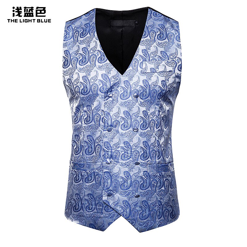Casual Champagne Single Breasted Men's Vest Slim Fit Solid Color Suit Vest main image 1