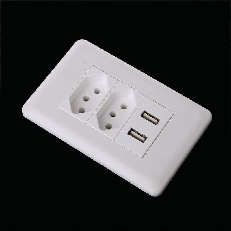 Wall Power Brazil Socket 15A Brasil Standard Double Soquete 5V 2100mA Dual USB Charger Port 115mm*75mm AC 110~250V