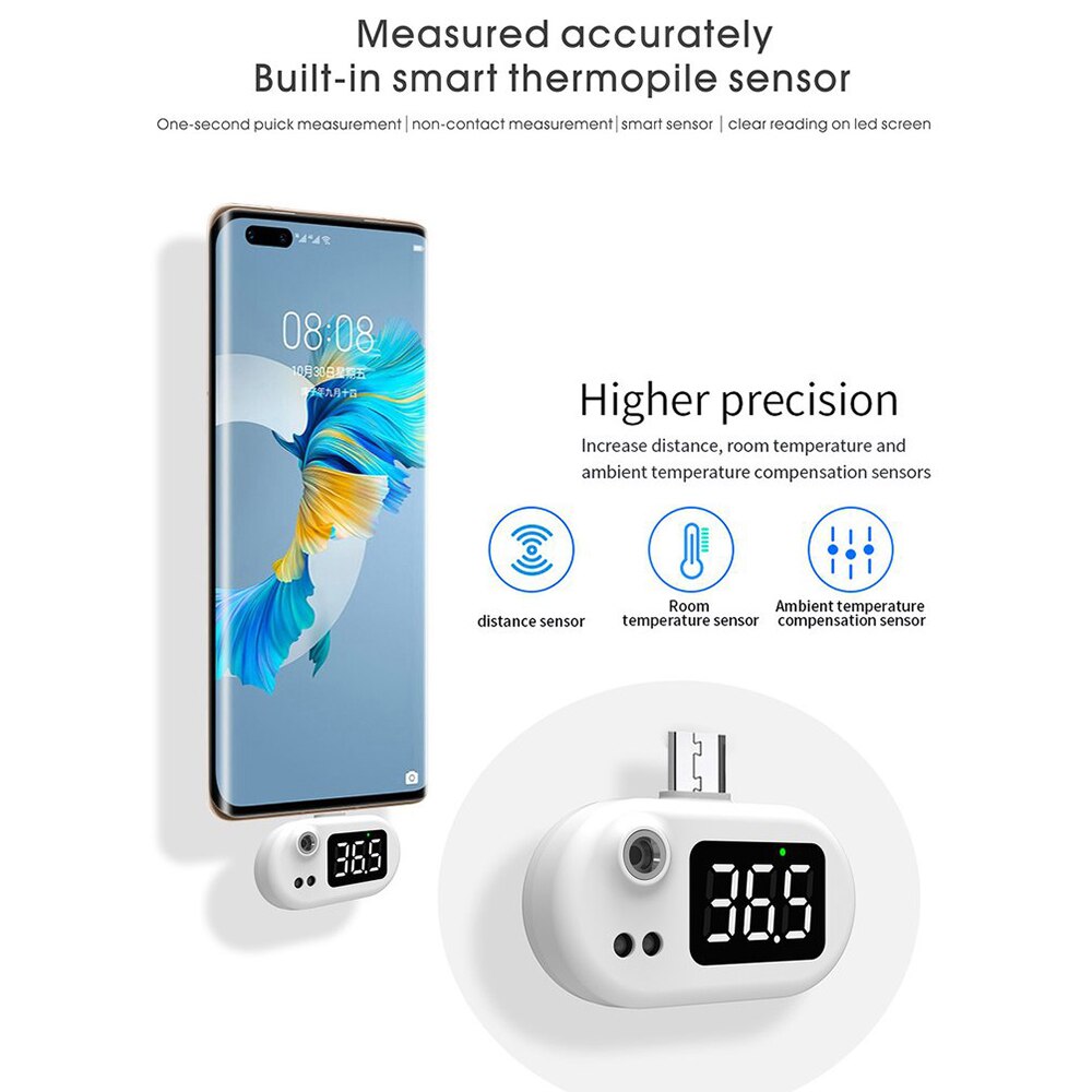 3 Type Mobiele Telefoon Usb Smart Thermometer Non-contact Infrarood Thermometer Elektronische Thermometer Lcd Display Voor Iphone/Android