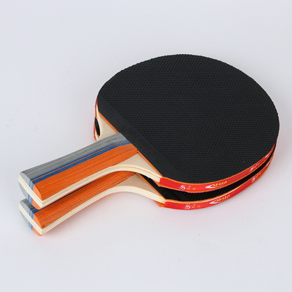 Portatile ping-pong pipistrello Racchetta Da ping Pong con 3pz Palle Lunghe lama di Gomma della Maniglia Manico Corto Carbonio ping Pong Racchette
