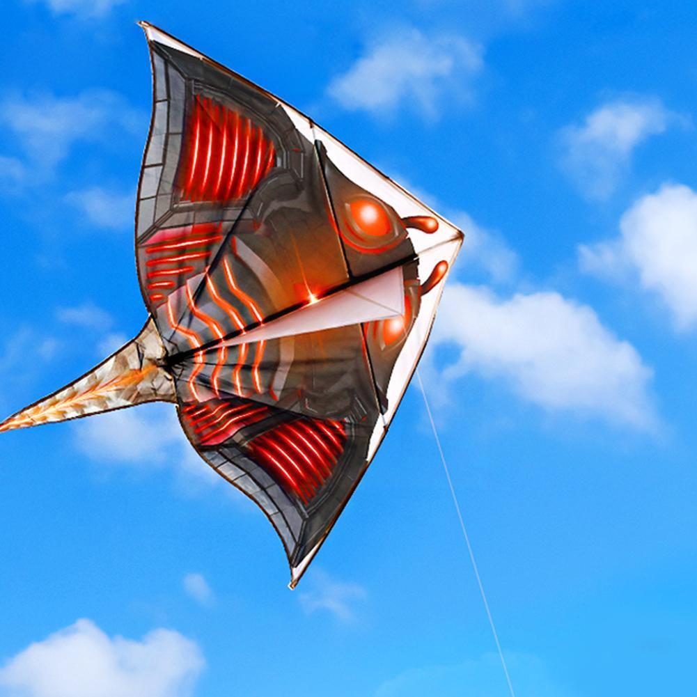 135cm hartflügel-drachen, teufelsfisch-drachen, für erwachsene und kinder, leicht zu fliegen, großer langer schwanz, cartoon-drachenleine für kinder,  x1 stück 5