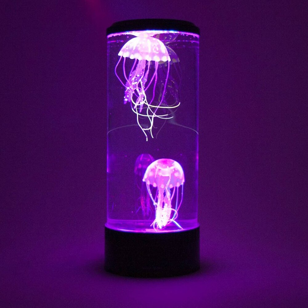 Lavalampe vandmænd akvarium lampetank afslappende lys led natbord natlys skrivebordsbelysning flerfarveskift 35 cm