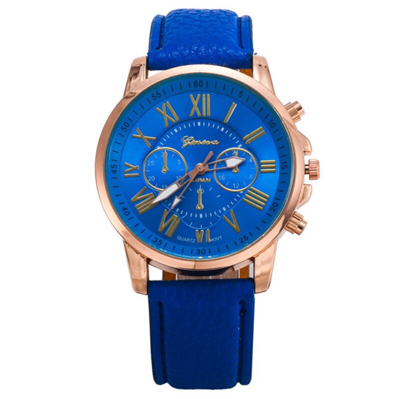 Drie-ogen horloge retro student koppel horloge mannen en vrouwen riem quartz trend horloge: Donkerblauw