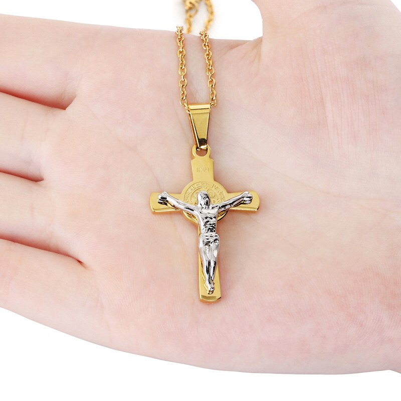 Kruis Ketting Religieuze Crucifixi Christian Kettingen Hangers Goud Zilver Kleur Cadeau Voor Vriendje Mannen Sieraden Cadenas Hombre