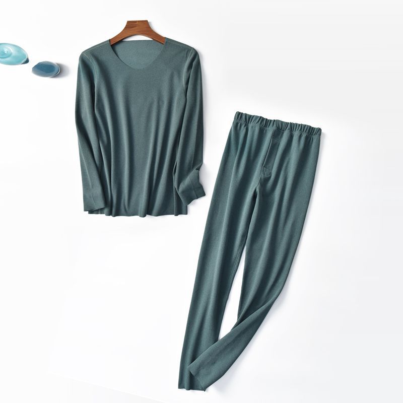 Herfst- en winterpak heren kationisch zelfverwarmend naadloos effen herfstkleding en lange broek tweedelig pak: 5 / Ik