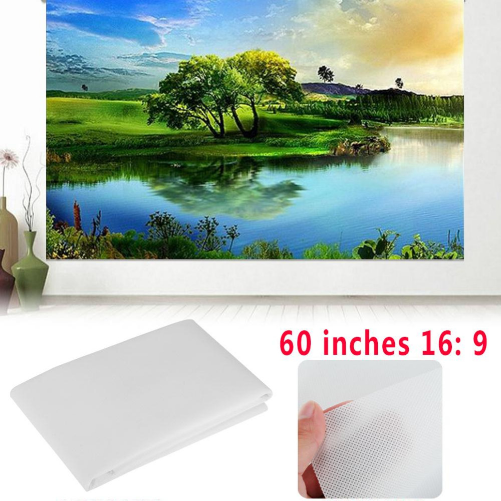 amzdeal Portable Collapsible 60 inch 16:9 Projector White Projection Screen For HD Projector Home Theater Cinema Movies Party