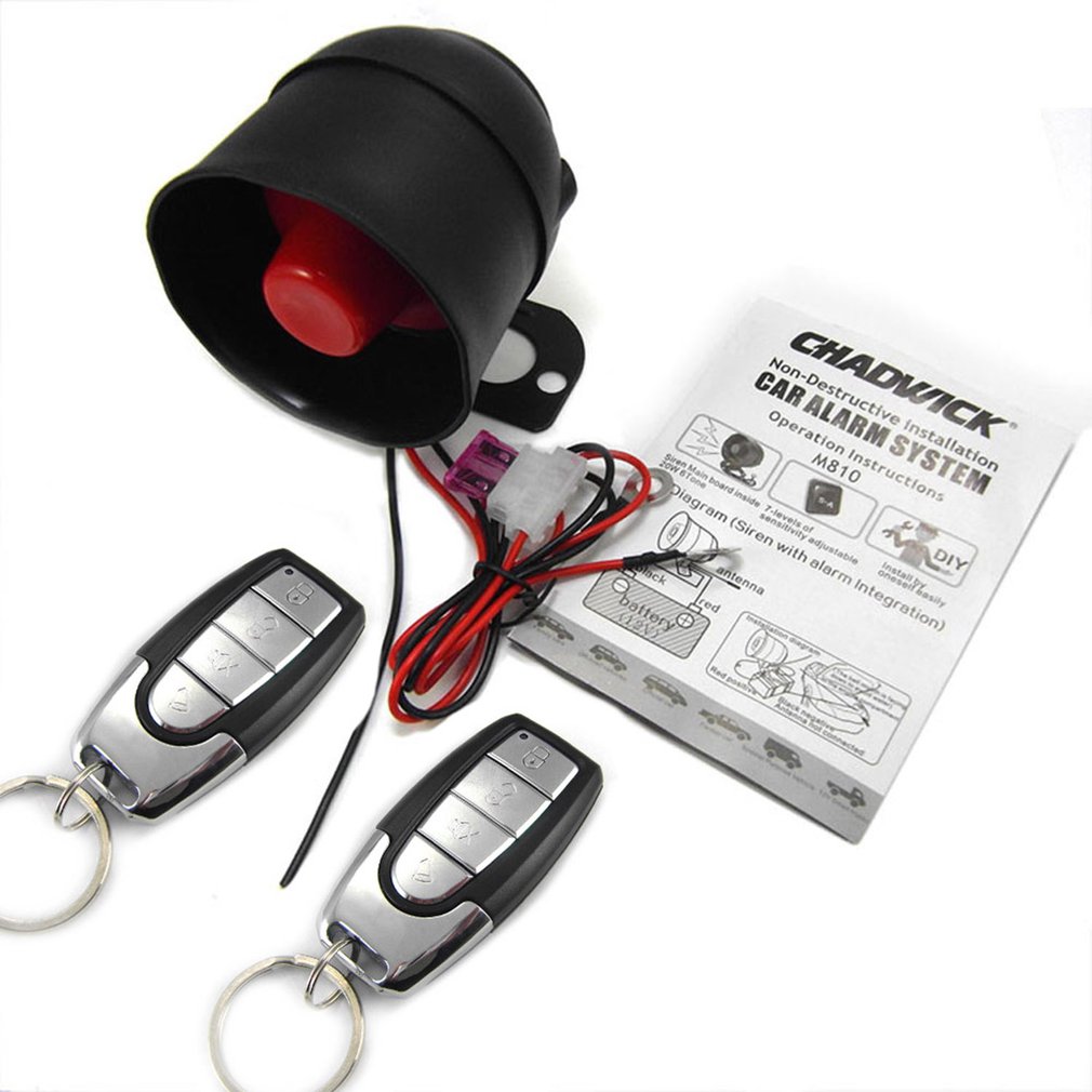 M810-8115 12V Car Alarm System One Way Vehicle Burglar Alarm Security Protection &amp; 2 Remote Control Auto Burglar