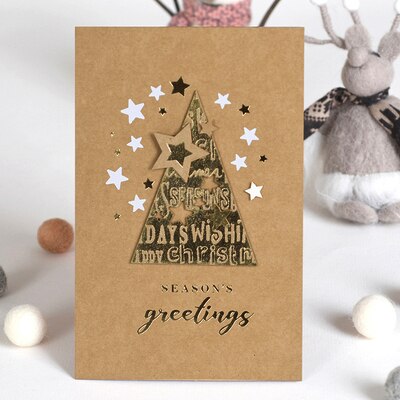 Eno Greeting good gold foil paper 3d christmas cards season&#39;s greetings kraft christmas greeting cards: 1905 II 02