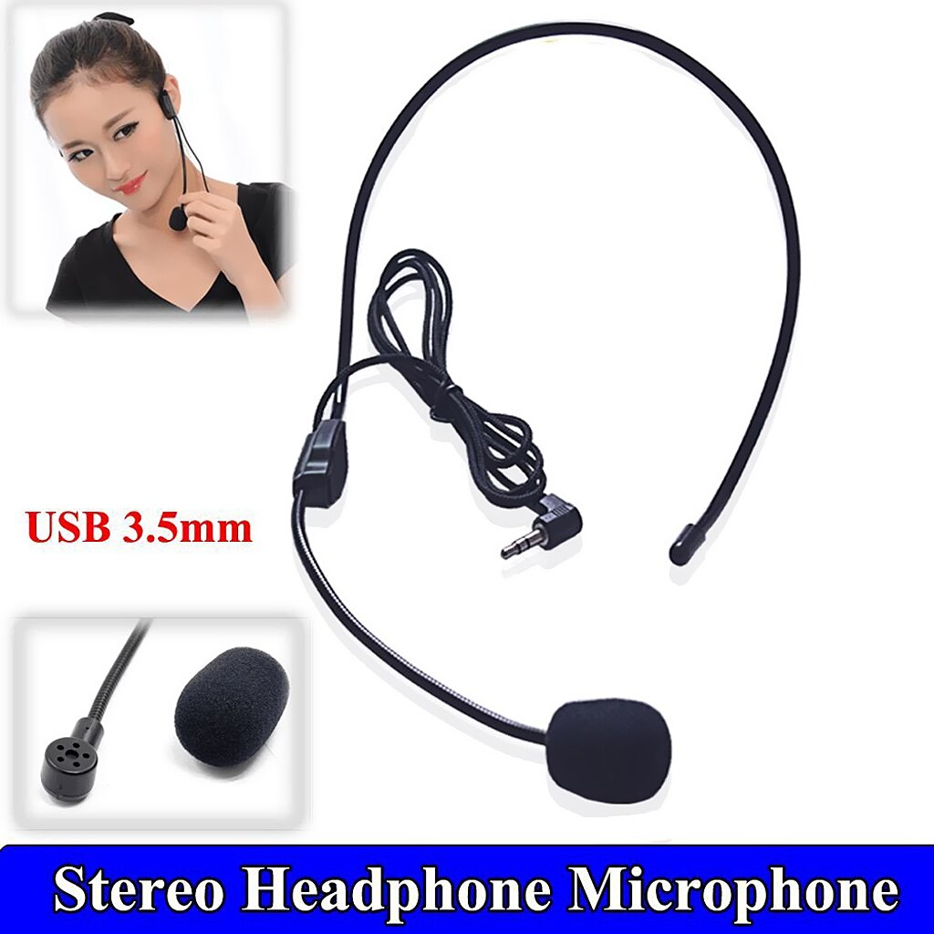 Head Frame Mic Condenser Headset Microphone 3.5mm locking w/ Boom