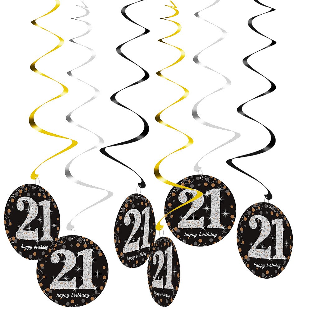 Zwillinge Party Glücklich Geburtstag Dekoration 18 21 30 40 50 60 70 Jahre Hängen Wirbelt Spirale Ornament Erwachsene Jubiläum Party liefert: Entwurf-02