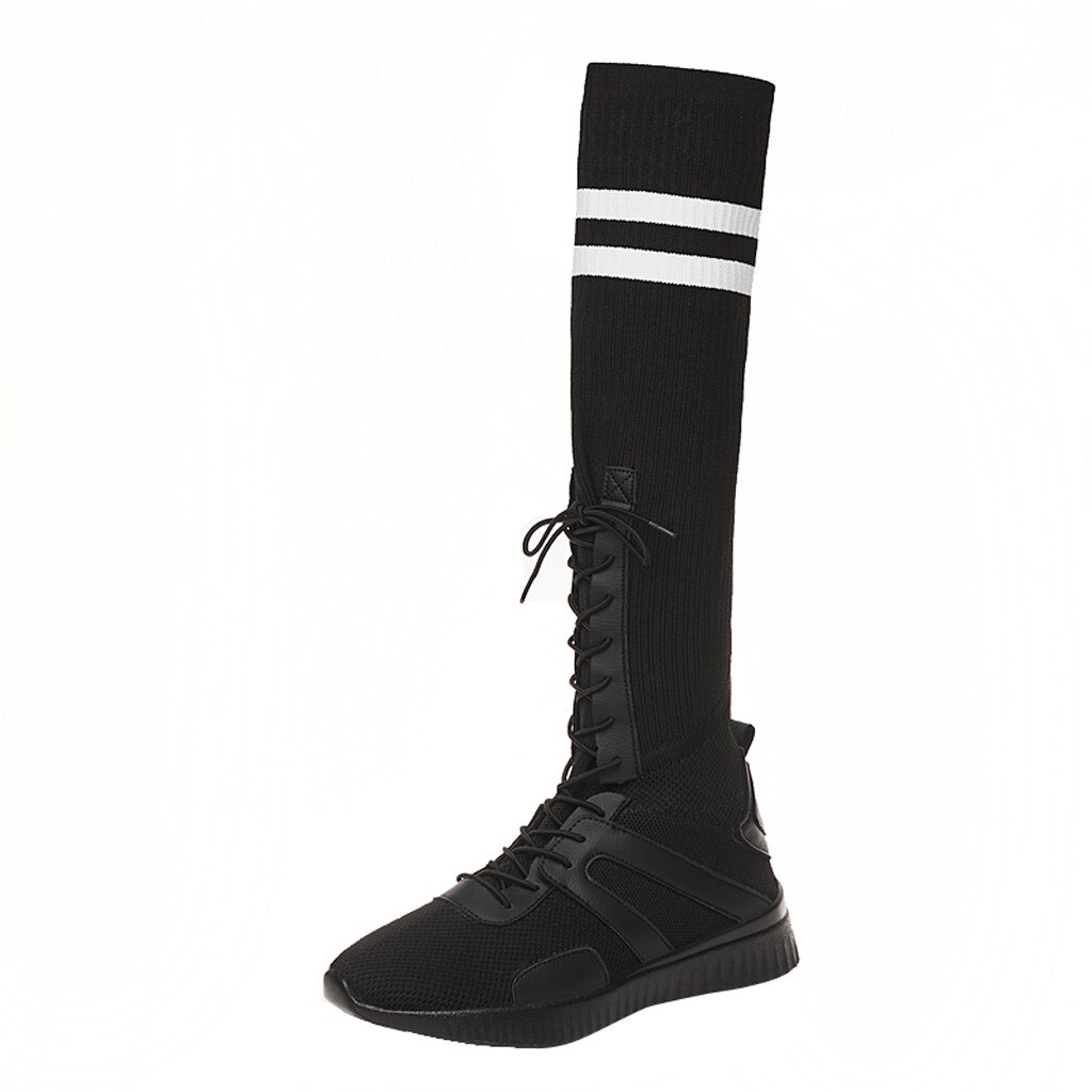 Sagace Womens Stretch Sokken Laarzen Zwart Kruis Riem Platform Laarzen Vrouwen Sneakers Herfst Laarzen Vrouwen: BK / 38