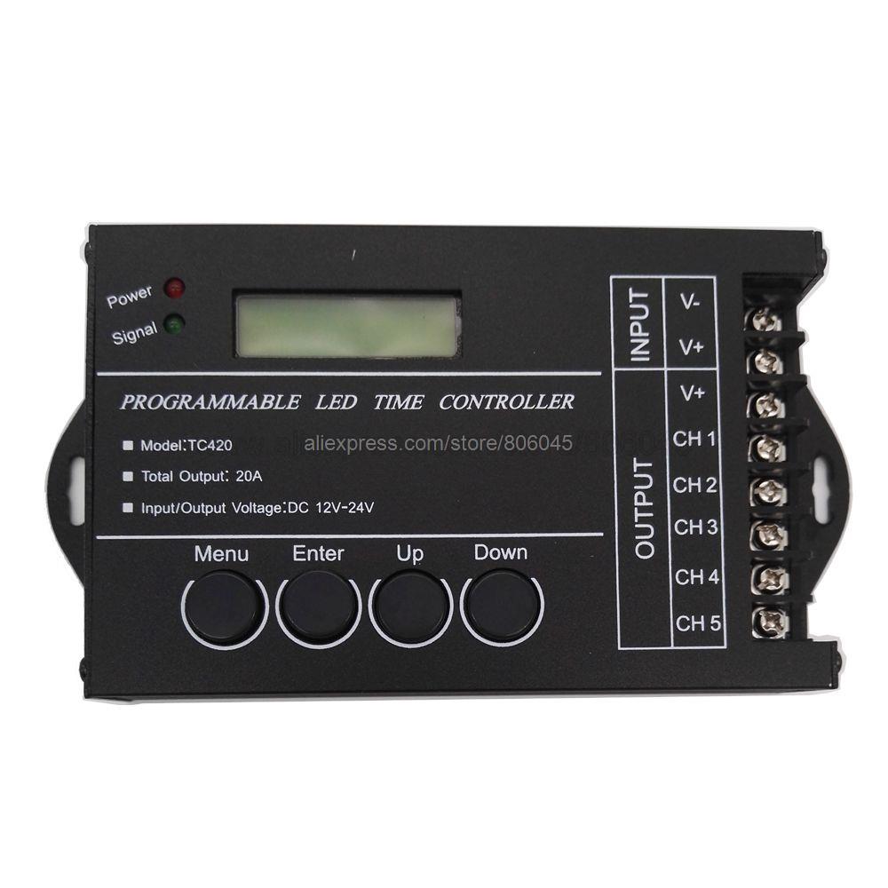 WiFi Time Programable RGB LED Controller TC420 TC421 DC12V 24V 5CH 20A Common Anode PC Phone LED Dimmer for 3528 5050 LED Strip