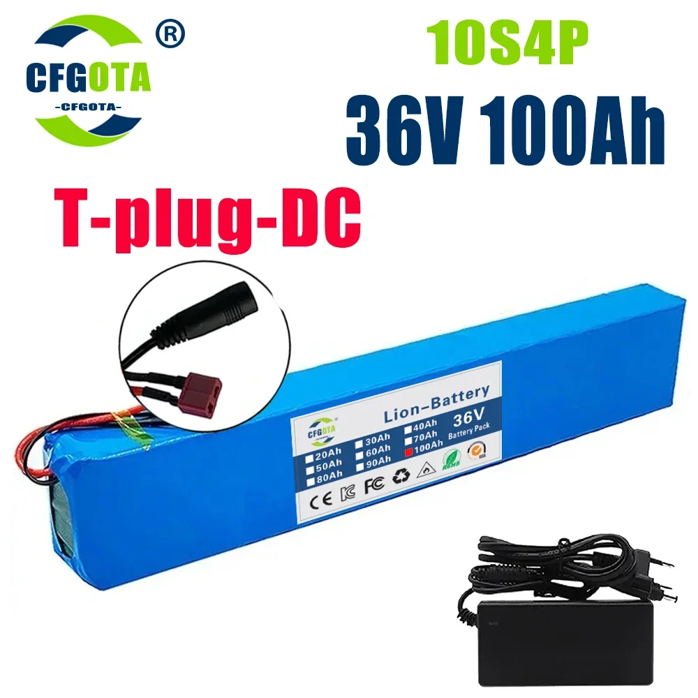 18650 battery pack 10s4p 36V 100AH high power 600W, suitable for electric bicycle lithium battery with charger sales: Beige