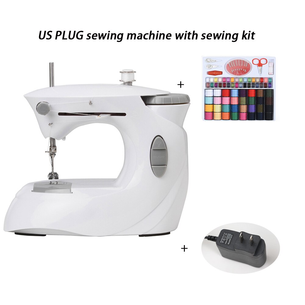 Sewing Machine FootFor Mini Manual Portable Assistant Home Electric Desktop Multi-Function Lockable Button DIY Clothes: US PLUG with Kit