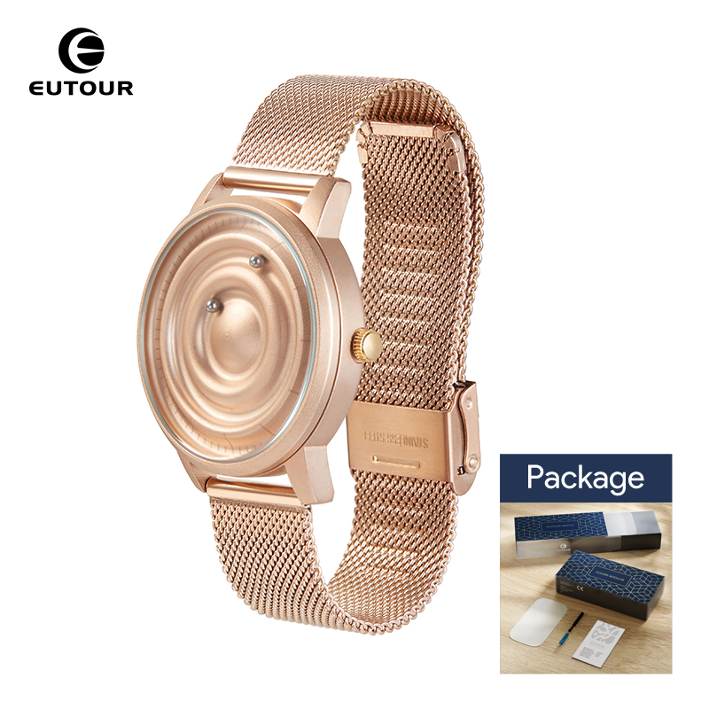 EUTOUR Herenhorloge Dameshorloge Paar Horloges Magnetisch horloge Kogellager Horloges Quartz Polshorloge voor heren Dames met roestvrij staal: Goud