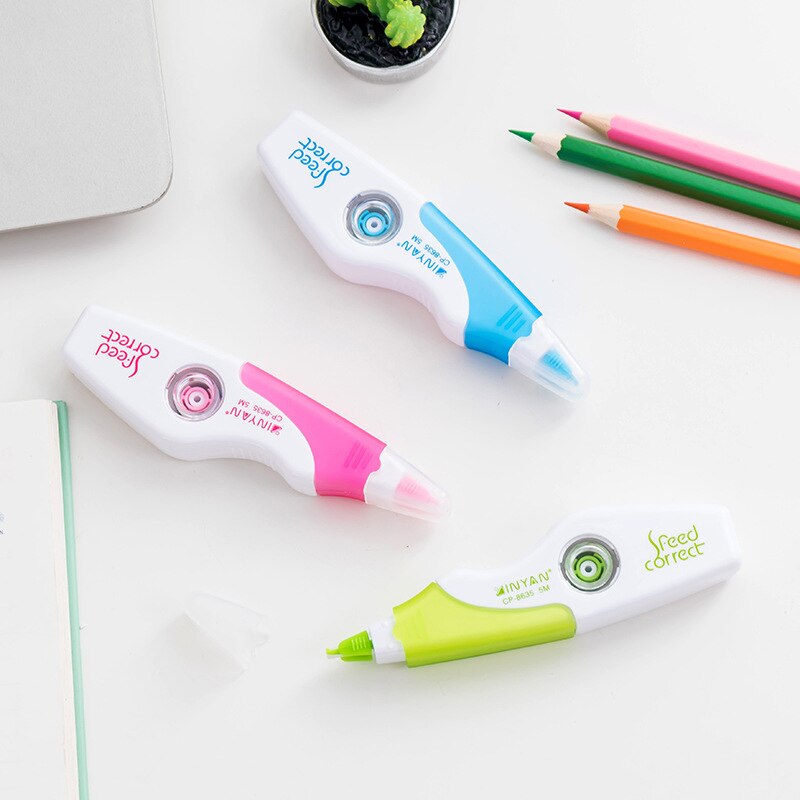 Korea simple papirvarer strimmel type korrekturtape 3 farver tilfældigt læringsværktøj forsyninger korrektur forsyninger
