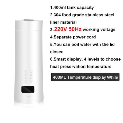 Thermische Isolierung Wasserkocher Temperatur Kontrolle Clever Heißer Wasser Heizung Flasche Kaffee Kessel Reise Tragbare Tee Topf Tasse: Weiß