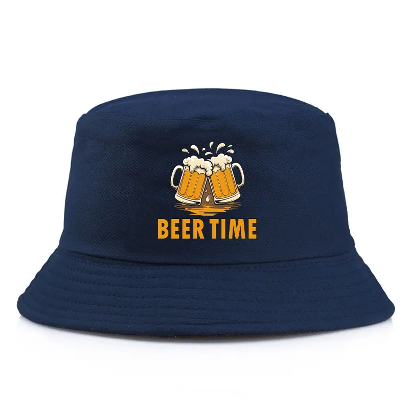 Beer Time Reversible Bucket Hat with Cheers Beer Mug Print Summer Fisherman Cap Men Women Outdoor Festival Beach Drinking Fun: army green
