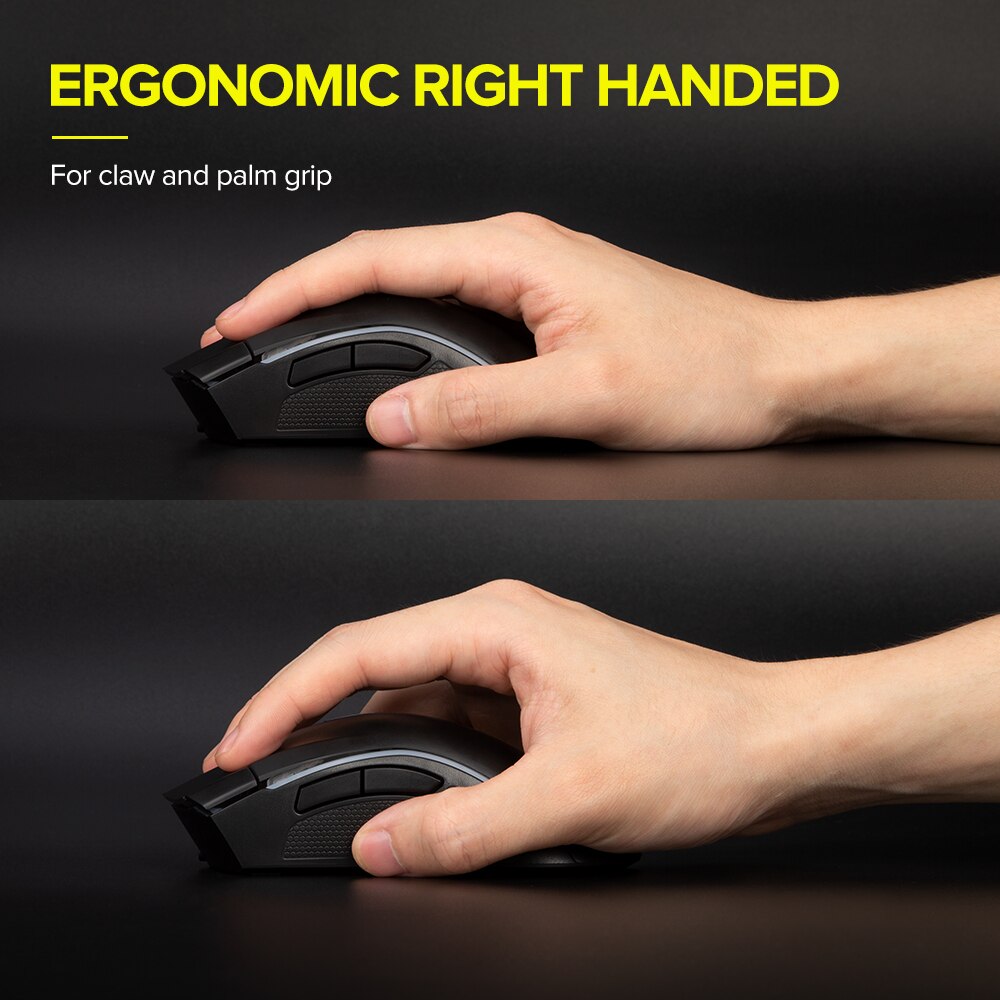 Delux  m625 plus trådlös ergonomisk spelmus dual mode pmw 3335 16000 dpi rgb-möss 7 programmerbara knappar för datorspelare