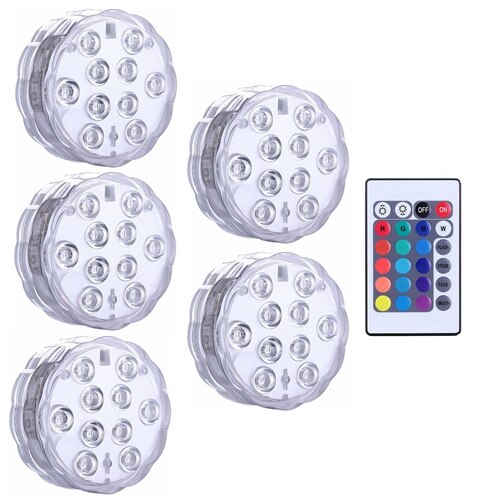 16 Kleuren Onderwater Led Licht Afstandsbediening Dompelpompen Lamp IP68 Waterdichte Outdoor Tuin Zwembad Badkamer Decoratie: 1 controller 5 light