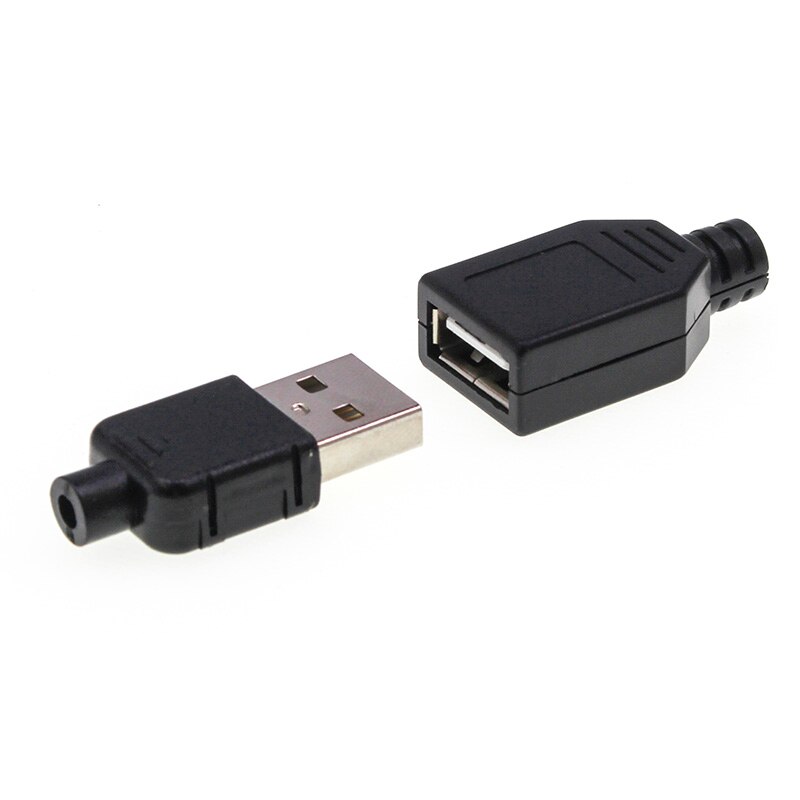 10x USB 2.0 Type A 4-Pin Male Female Plastic Connector – Solder Cover Set
